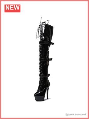 Over the Knee Stiletto Heel Boots 6 Inch Platform Pole Dance Shoes Exotic